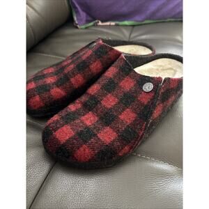 Birkenstock Zermatt Shearling Clog Plaid Slip On Womens Size EU 39 US 8.5